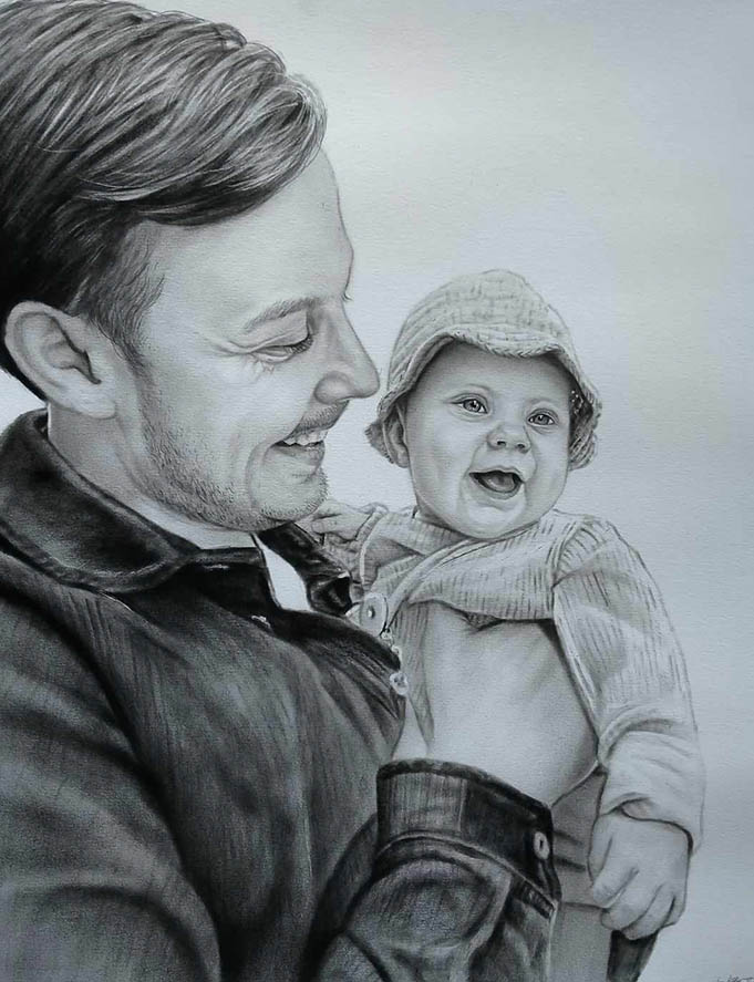 Drawing dad and daughter