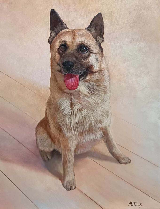 Oil painting of a dog