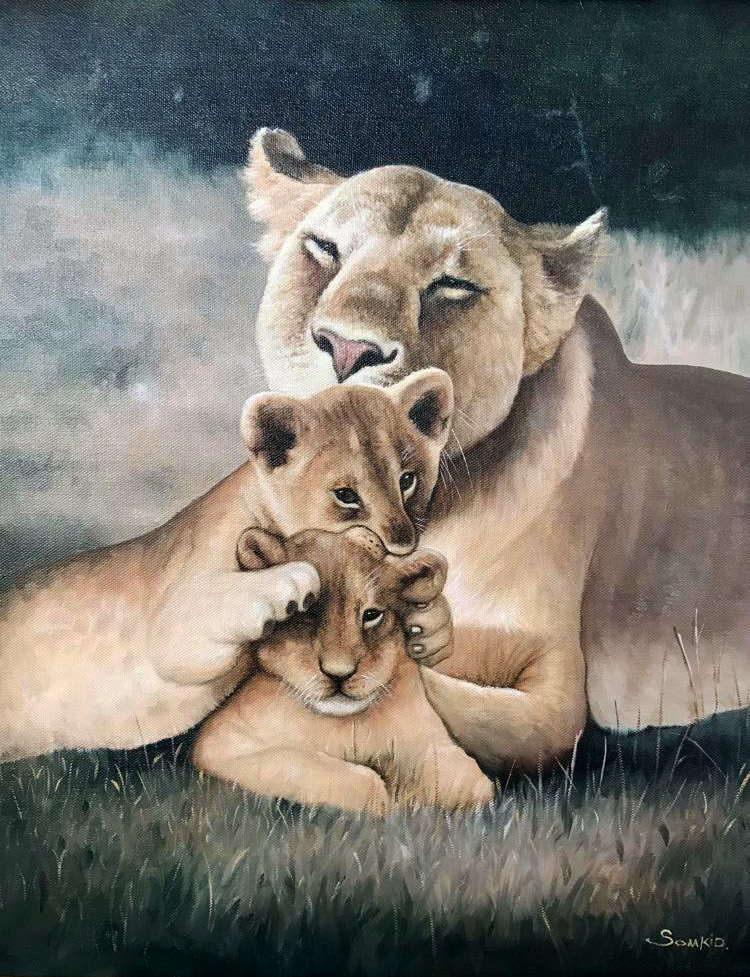 A painting of lions we did