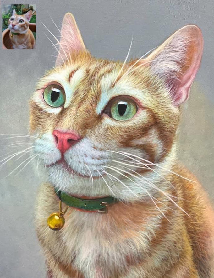 Portrait painting of a cat