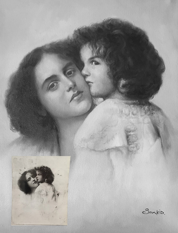 Painting restoration of a old photo